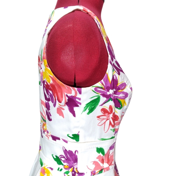 Chaps New Floral Jacquard Fit n Flare V-Neck Pleated Sleeveless Dress Size 4 NWT - Picture 6 of 16